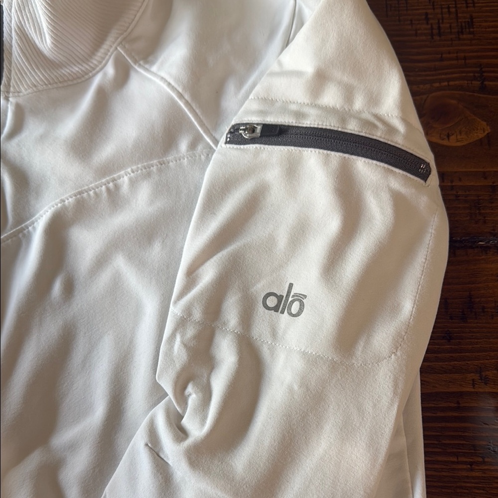 ALO Yoga White Zip-Up Hoodie - Picture 2 of 6